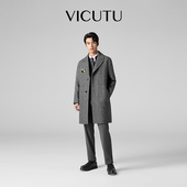 商务外套 高级百搭长款 魔法师 VICUTU威可多羊毛大衣男冬季