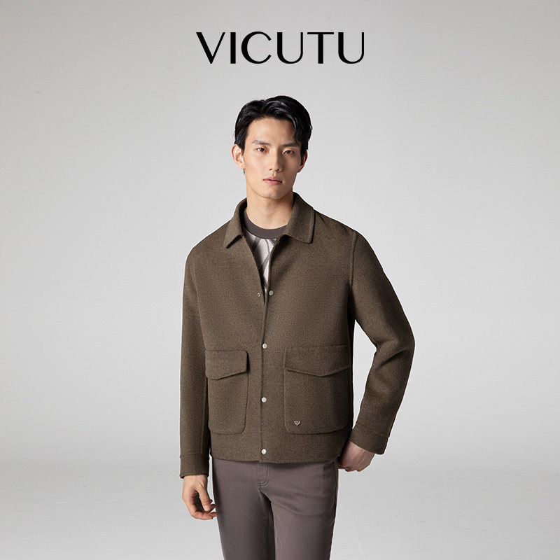 VICUTU威可多男士夹克舒暖时尚翻领商务通勤休闲百搭短款外套