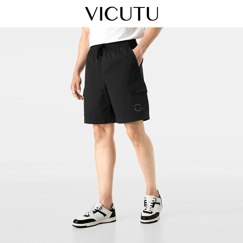 VICUTU/威可多男士短裤商务休闲百搭黑色清爽五分裤