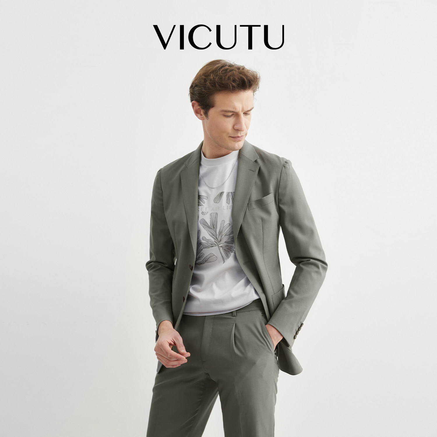 VICUTU/威可多男士单西服外套商务时尚休闲西装上衣