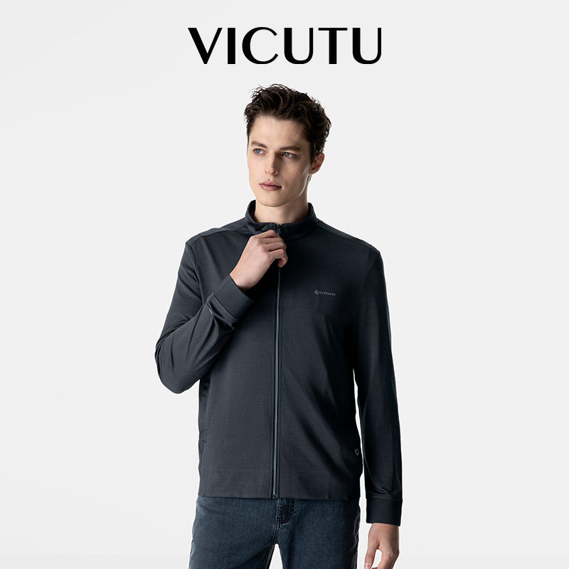 VICUTU威可多男士卫衣春季款舒适亲肤时尚立领商务休闲百搭外套