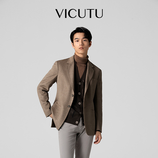 百搭羊毛西装 VICUTU威可多休闲西服男橙标春秋款 外套 收藏家