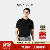 威可多男士 短袖 T恤时尚 VICUTU 休闲黑色凉爽圆领半袖