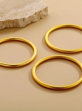 越南沙金素圈手镯女古法传承久不掉色铜镯仿真黄金光面实心手饰品