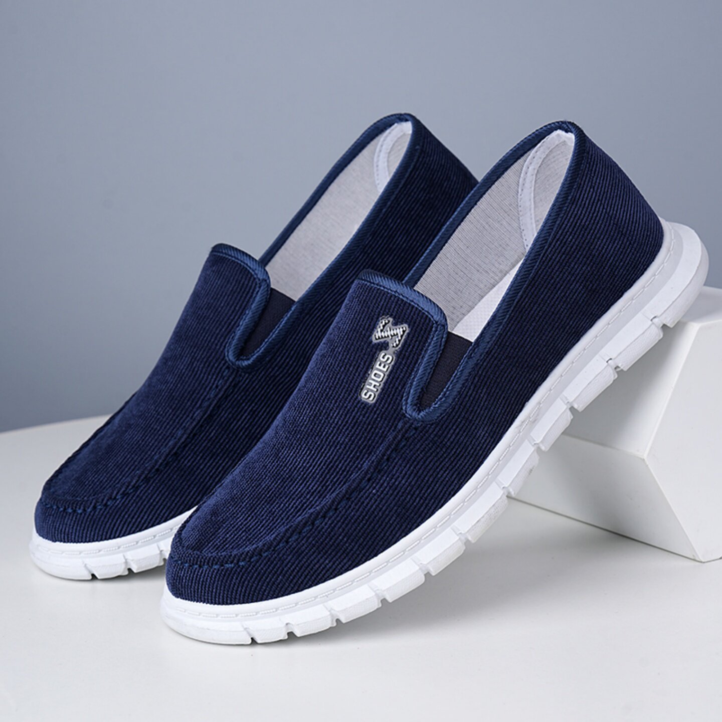 2026春夏老北京布鞋男一脚蹬懒人鞋防滑软底透气轻便爸爸鞋中老年