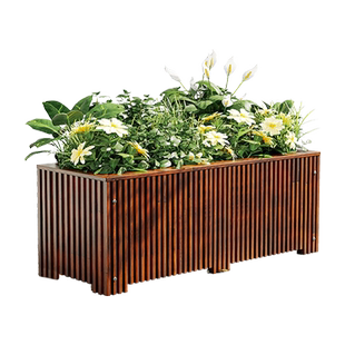 防腐木花箱长方形户外庭院种植箱组合室外花园阳台木质种菜大花盆