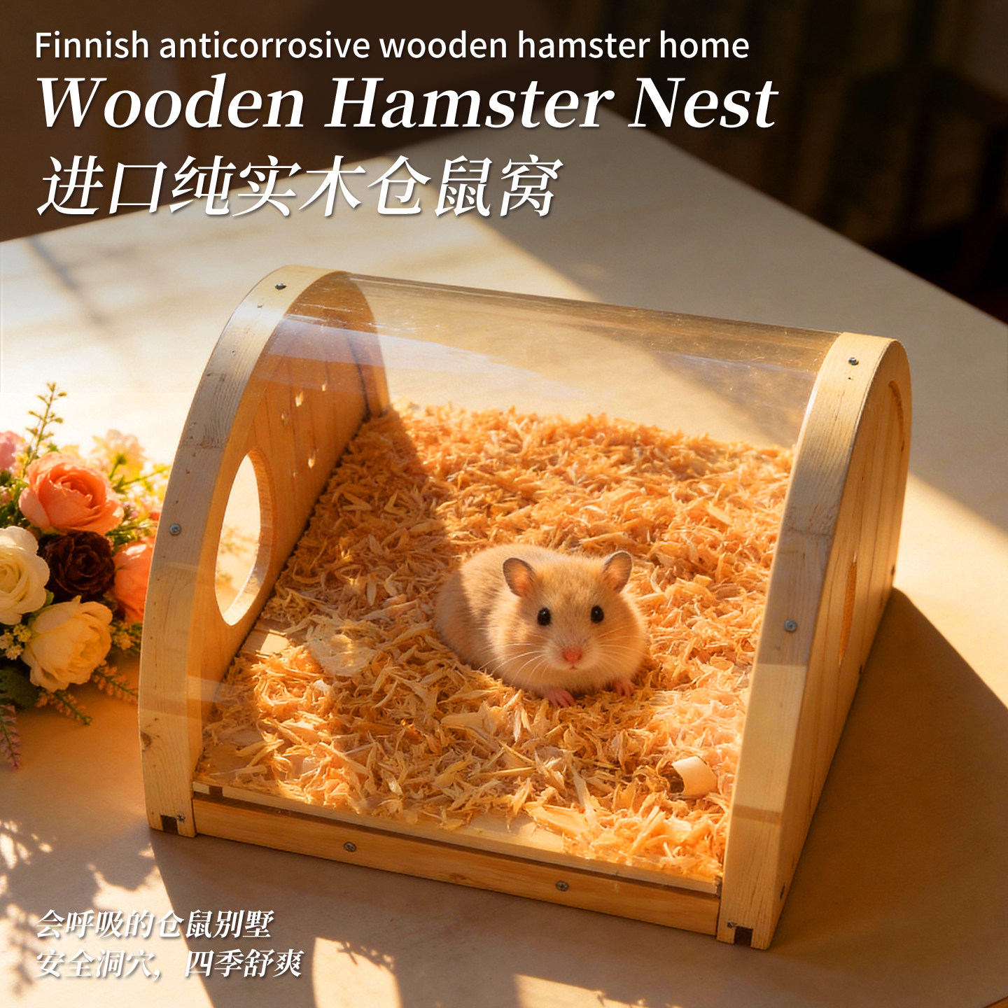 仓鼠笼子躲避屋保暖窝实木房子别墅松鼠荷兰猪小屋四季通用金丝熊