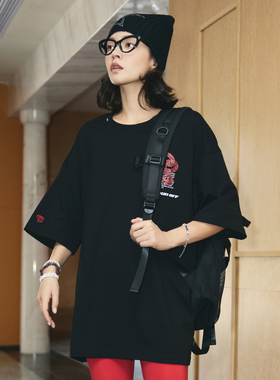 RUNOFF系列正品运动t恤女短袖新款男休闲印花棉涤宽松透气时尚T恤