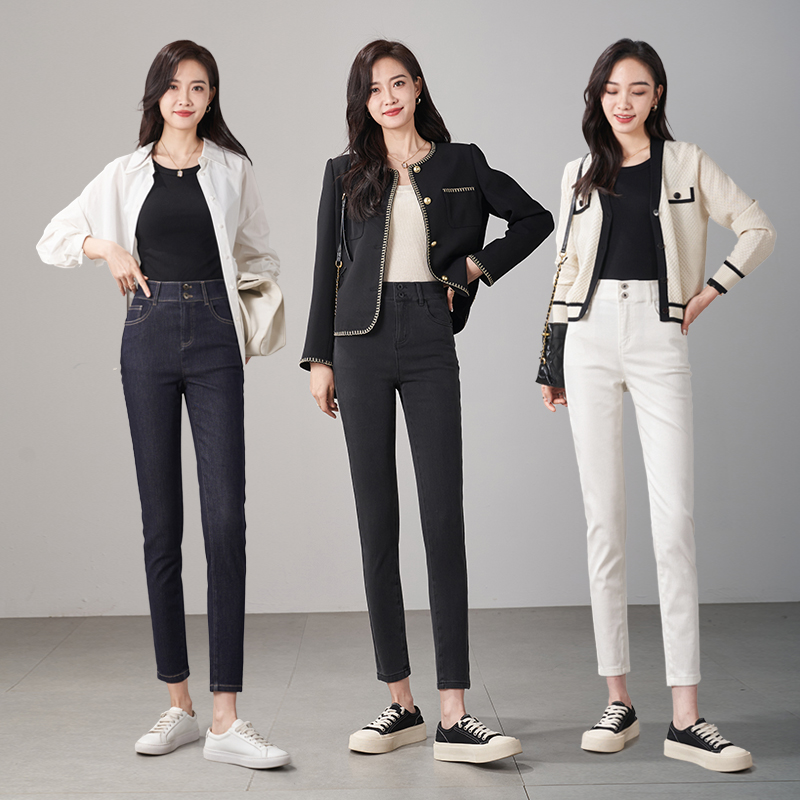 娅丽达多色小脚牛仔裤