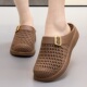 镂空仿编织半包头拖鞋 女日常休闲外穿一脚蹬平跟透气女士凉拖防滑