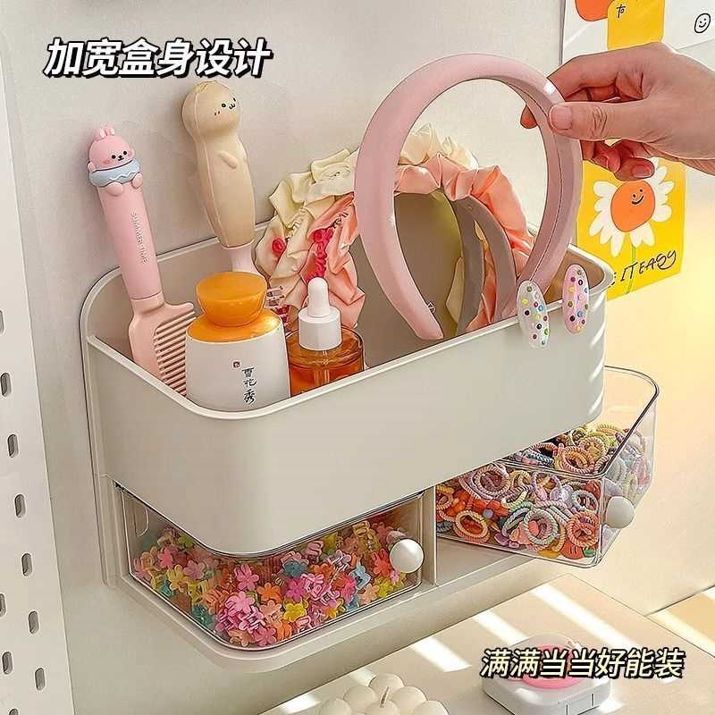 儿童发饰收纳盒女孩发圈发夹头绳梳子饰品盒壁挂大容量旋转首饰盒