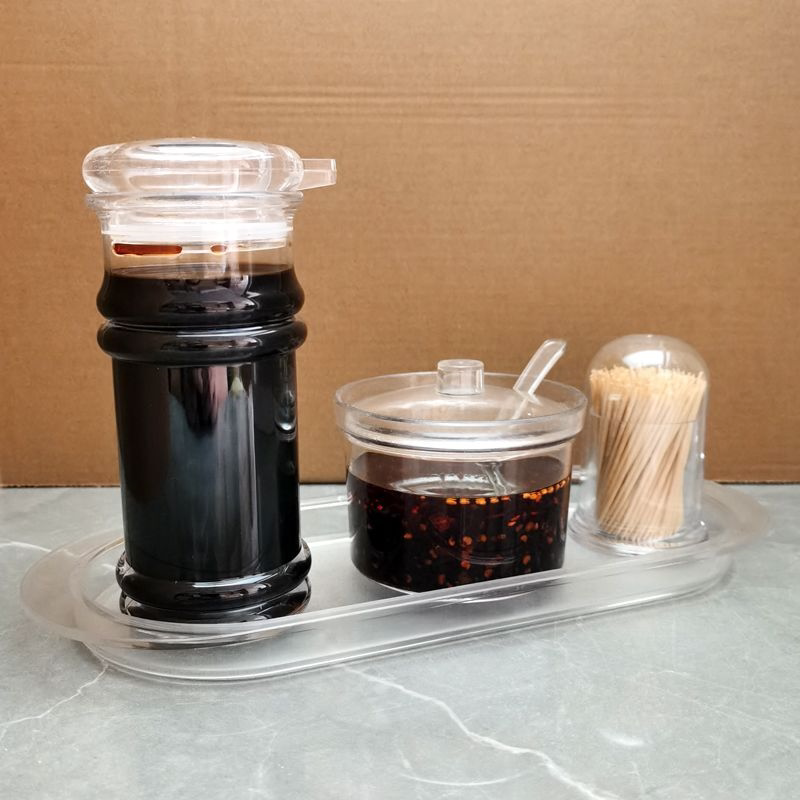 商用酱油醋麻油瓶辣椒罐套装亚克力塑料透明饭店餐桌调味瓶调料盒