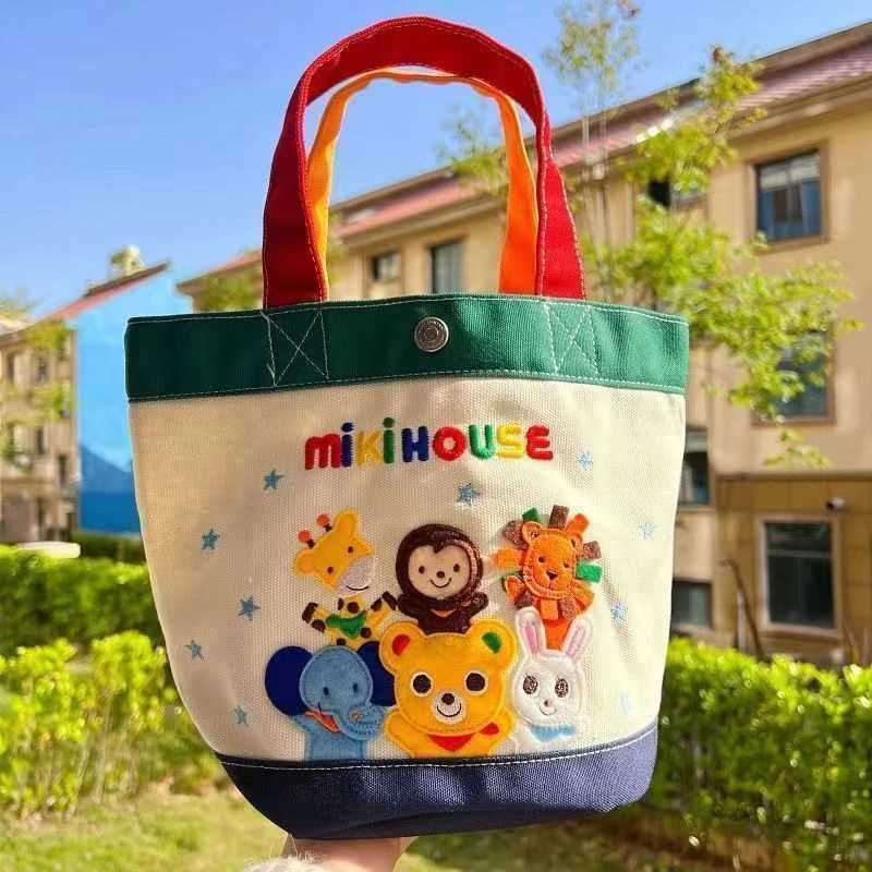 miki帆布包卡通字母手提包便当包妈咪包溜娃袋帆布手提母婴包布包