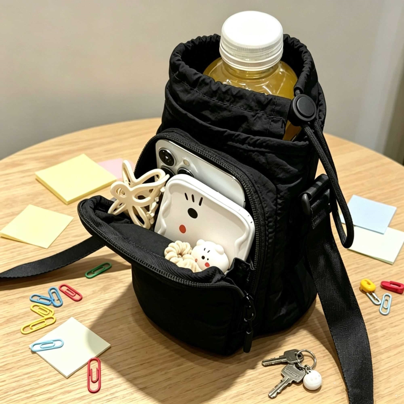 轻便斜挎包男女学生水壶包户外运动便携挎包水杯手机出门万能小包