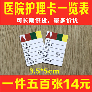 住院病人一览表内芯医院病房床头护理一览卡床位牌呼叫器插卡 包邮