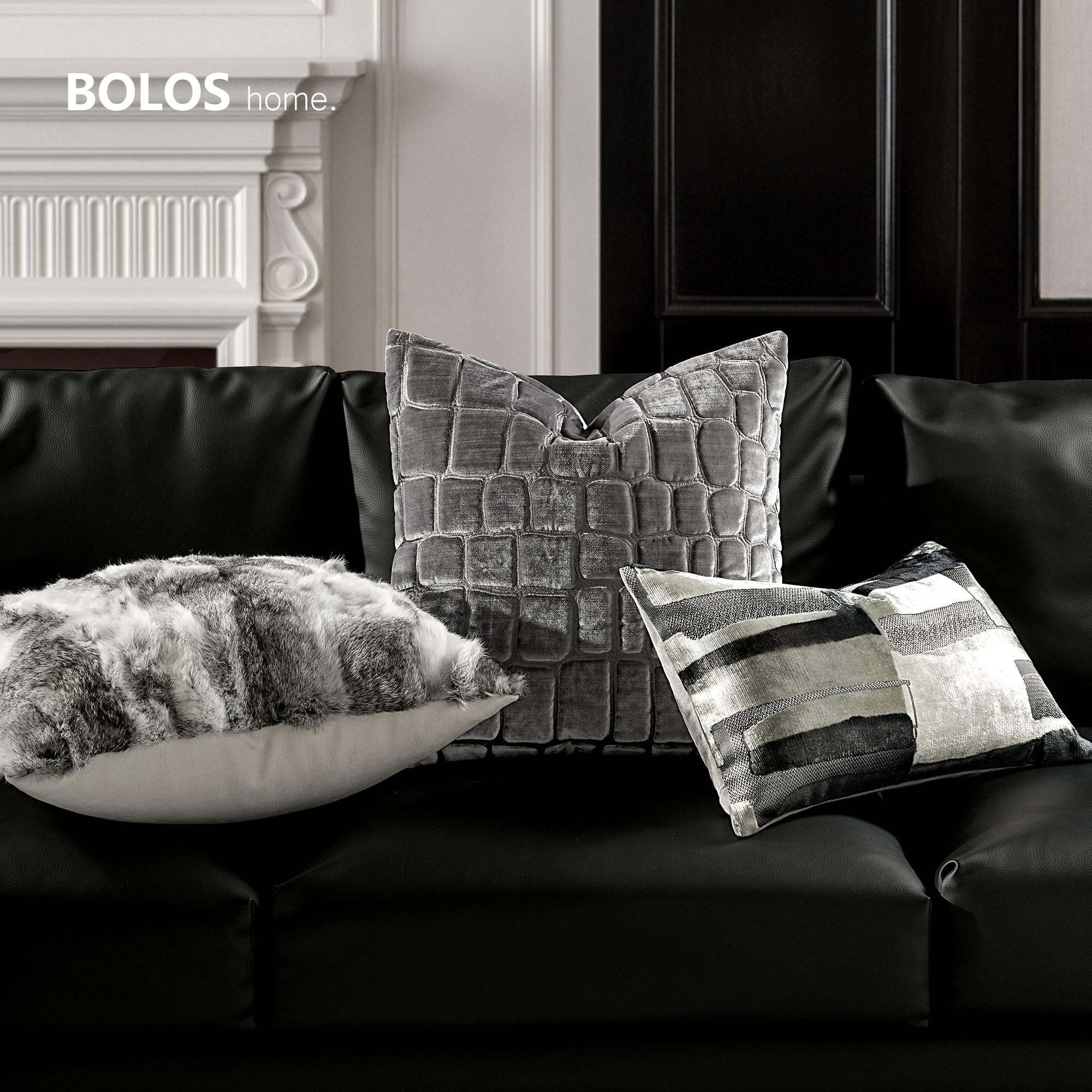 柏洛斯皮草抱枕组合高端样板间