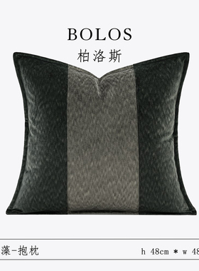 柏洛斯High end高端简约时尚深绿色抱枕接待室美容院公寓沙发腰靠