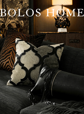 柏洛斯High end『琉璃』轻奢高端灰色马毛客厅沙发靠枕抱枕高级感