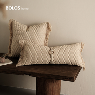 柏洛斯Boho chic『余韵』轻奢诧寂原木风咖色系客厅沙发抱枕靠垫