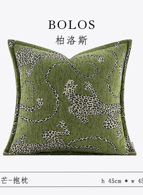 柏洛斯Wizard of Oz绿抽象寓意暴富高级样板间酒店客厅沙发抱枕套