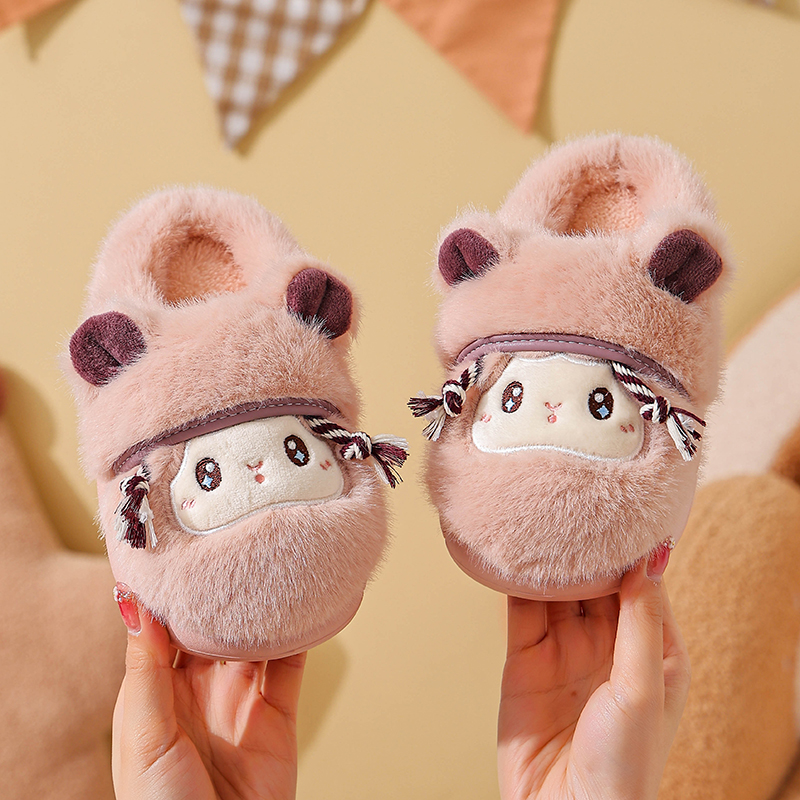 儿童棉拖鞋女孩可爱室内居家防滑女童2025新款秋冬季小孩毛毛拖鞋