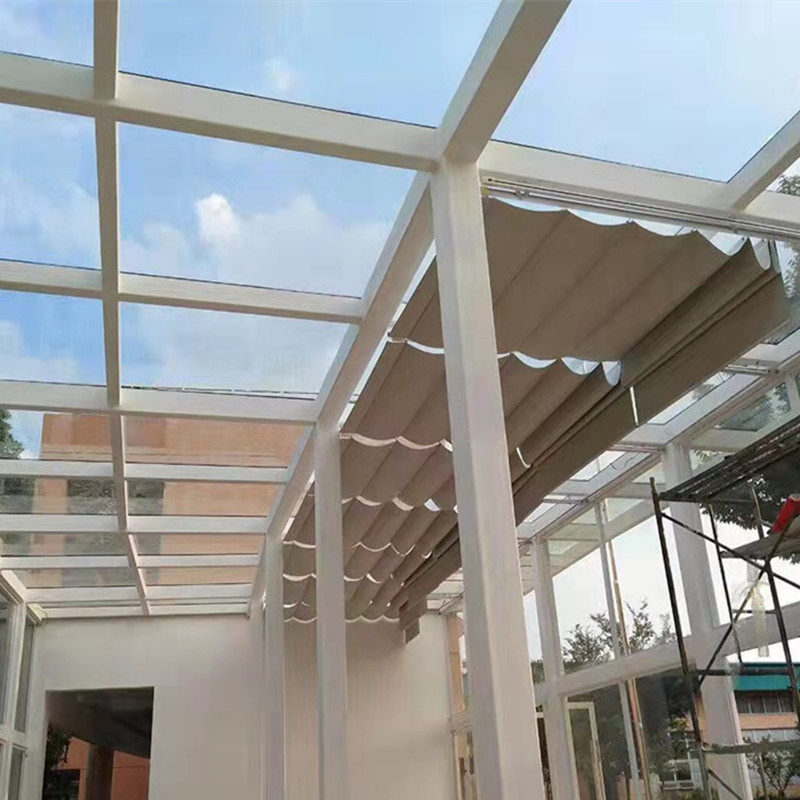 济南上门测量定制阳光房玻璃天窗电动遮阳天棚帘手动加厚隔热窗帘