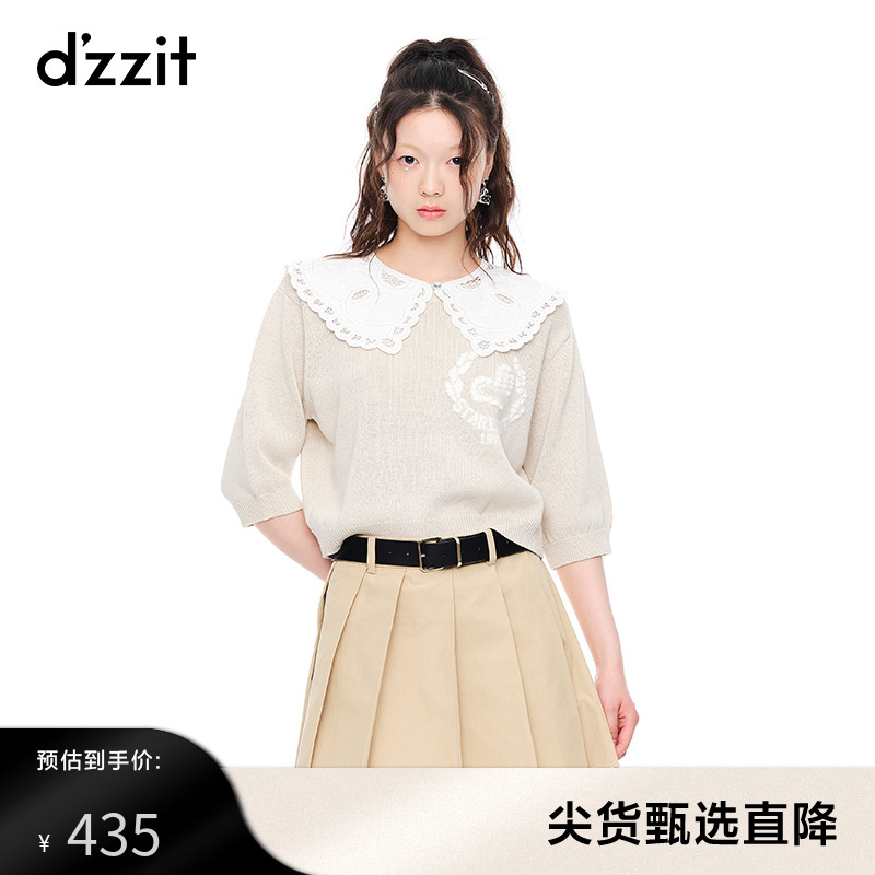 dzzit地素春秋休闲时尚圆领显瘦针织衫上衣女小众-封面