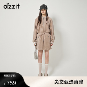 dzzit地素运动风丝绒连衣裙