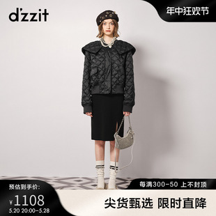 dzzit地素奥莱大领子羽绒服23冬专柜新款 娃娃领饰边绗缝设计小众