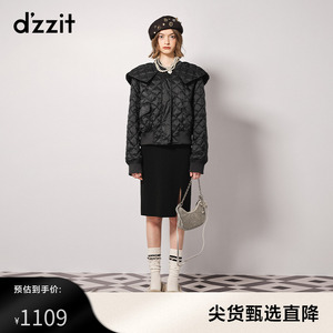 dzzit地素奥莱大领子羽绒服23冬专柜新款娃娃领饰边绗缝设计小众