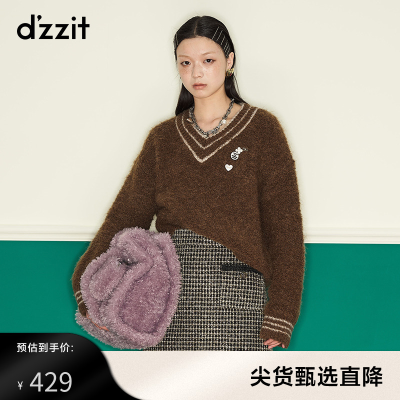 dzzit地素针织套头长袖衫