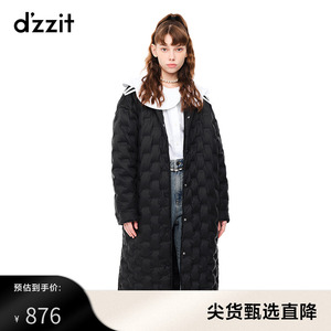 dzzit地素 奥莱冬季专柜翻领设计压胶工艺长款轻薄羽绒服女