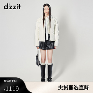 dzzit地素奥莱短羽绒服23冬专柜新款俏皮少女立领设计pu皮质面料