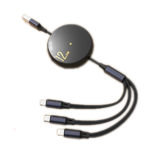 奥西卡三合一数据线快充伸缩6a一拖三充电线typec适用于华为mate苹果17小米安卓车载伸拉手机多功能三头车载3