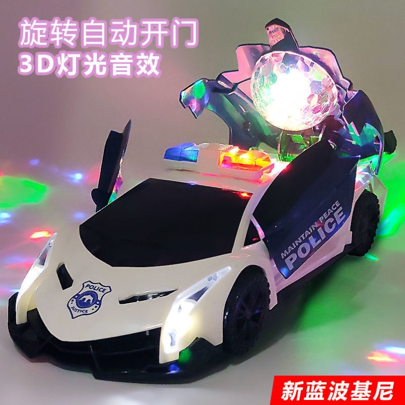 电动跳舞变形旋转万向警车男孩玩具抖音同款儿童小孩女孩小汽车