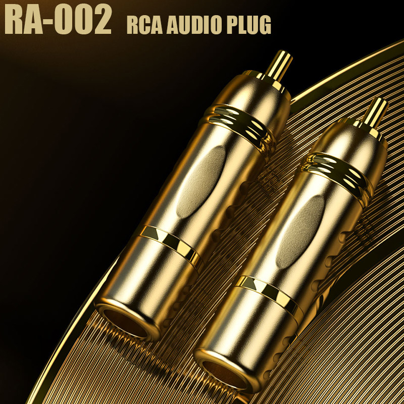 RA-002磷铜镀金RCA莲花音频线精雕自锁式焊接插头同轴信号接线头