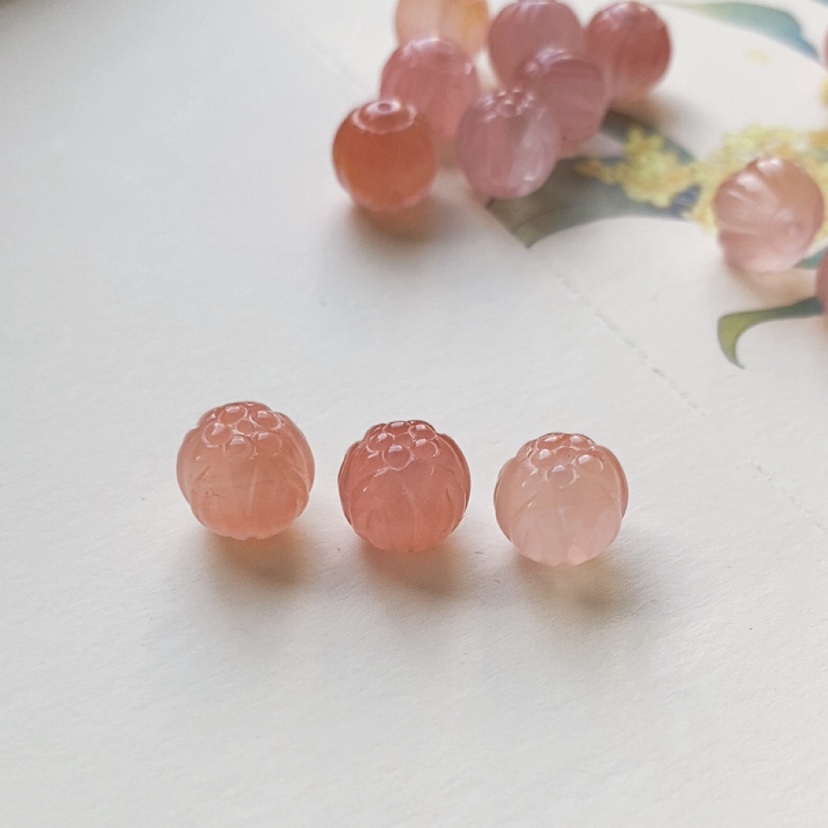 天然南红莲花珠好运莲莲手链项链手捻diy配件散珠手工编织配饰珠