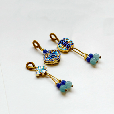 景泰蓝吊坠和田玉水晶青金石手链手串小提溜挂件项链diy手工配件