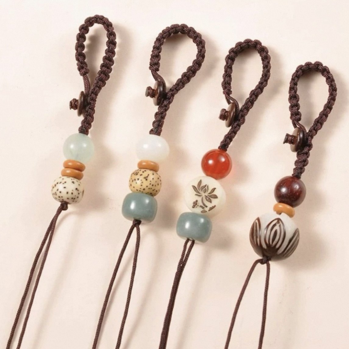 菩提莲花手机挂绳钥匙扣挂件diy配饰配件文玩饰品国风手编绳挂件