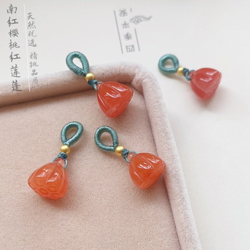 纯天然南红玛瑙莲蓬吊坠饰品DIY小提溜配件手链项链半成品材料包