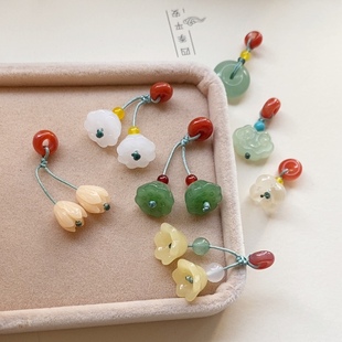 6mm玛瑙隔珠吊坠手串琉璃玉石小提溜原创手作diy配件手链挂坠配饰