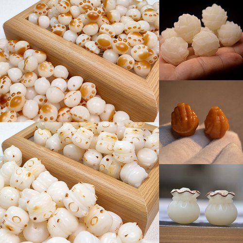 白玉菩提根雕刻五层手工DIY材料