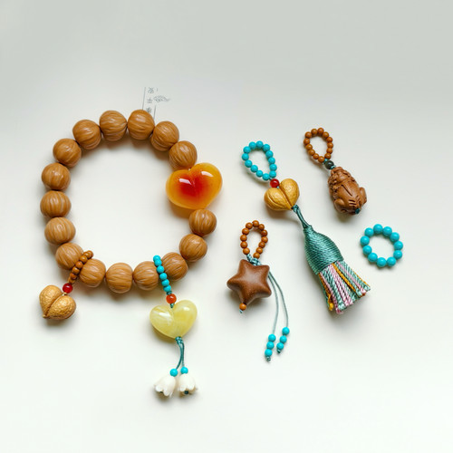 手工编织屁桃小提溜象牙果猴头手串diy菩提配件文玩串珠隔珠配饰