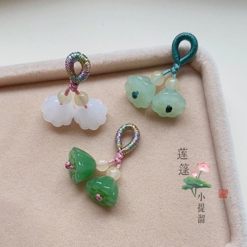 新中式琉璃莲蓬吊坠手链桂花小挂坠手作DIY手串配饰提溜禅意国风