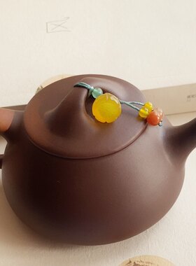 茶壶吊坠适合各种壶盖可调节挂件紫砂壶装饰小饰品玉石莲蓬玛瑙款