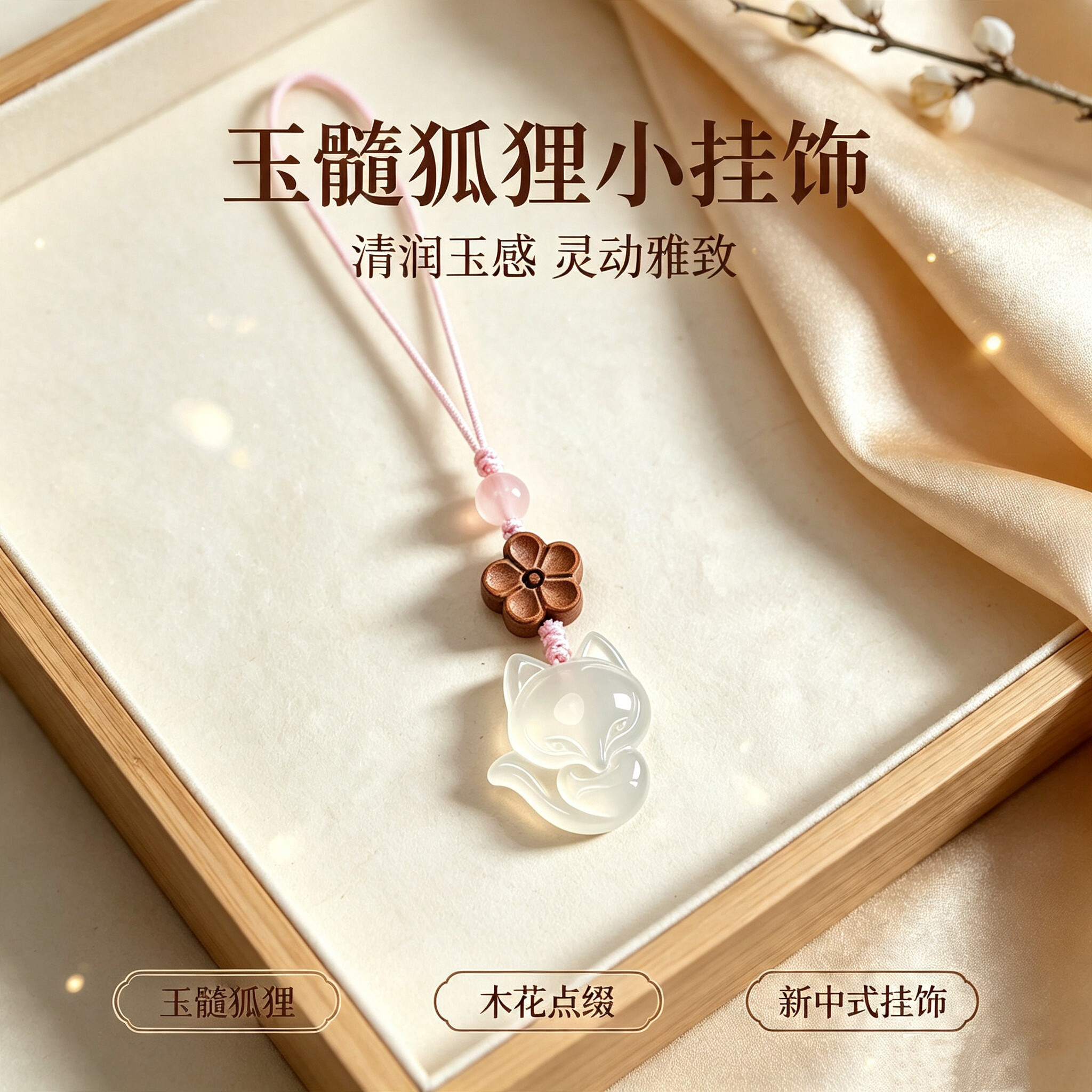促销正桃花狐狸手机链挂件 可爱女挂绳汽车钥匙扣挂饰u盘包包吊坠图片