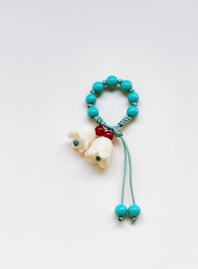 新款绿松跑环象牙果铃兰花diy手串提溜茶壶钮配饰diy配饰可调节款