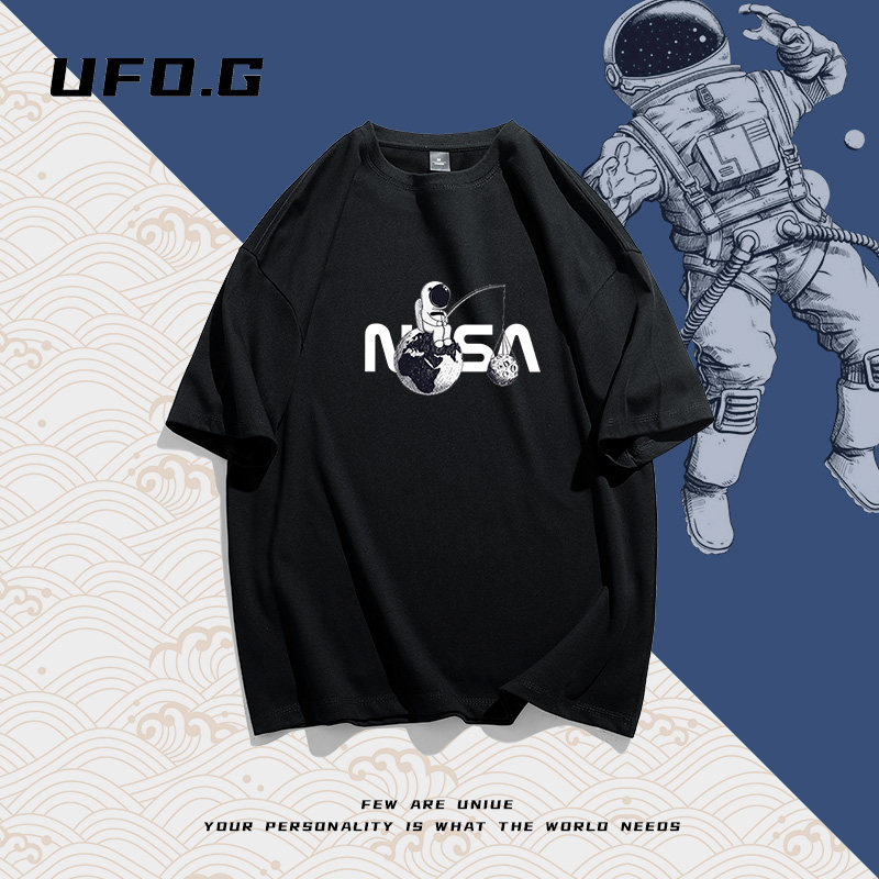 UFOG太空系列网红夏季短袖男士T恤新款港风潮牌宽松百搭帅气体恤