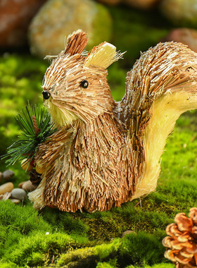 极速幼儿园森系小松鼠摆件家居创意环境自然田园装T饰动物造型摆