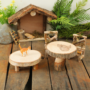 小凳子摆件手工杂货复古天然实木桌子板凳摄影道具蛋糕甜品托盘
